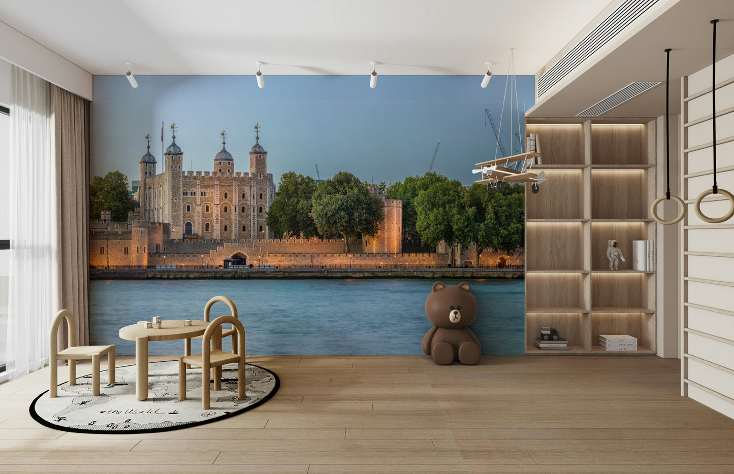 A contemplative castle view wallpaper mural for a feature wall.

