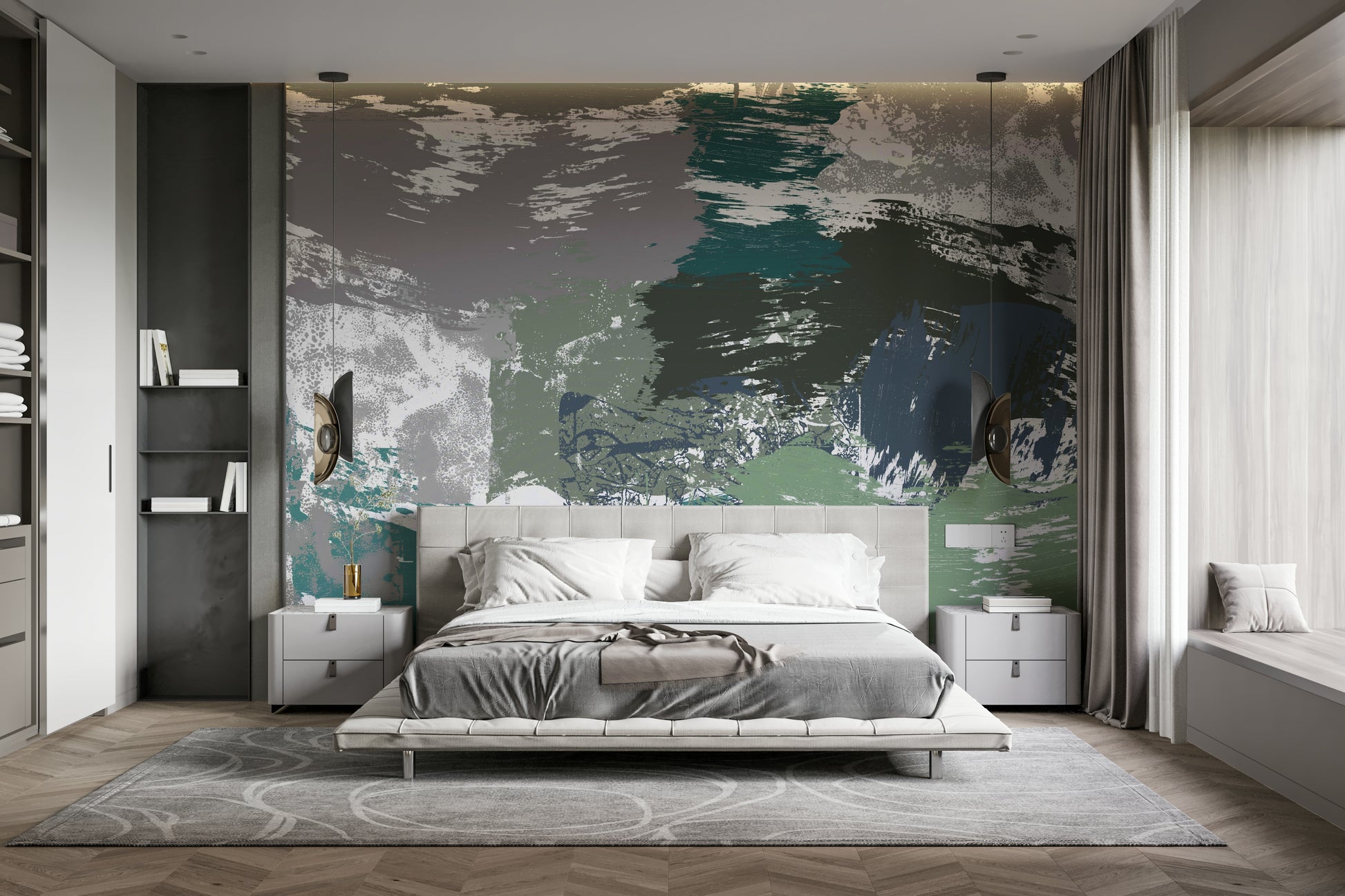 An artistic abstract marble mural for home decor.

