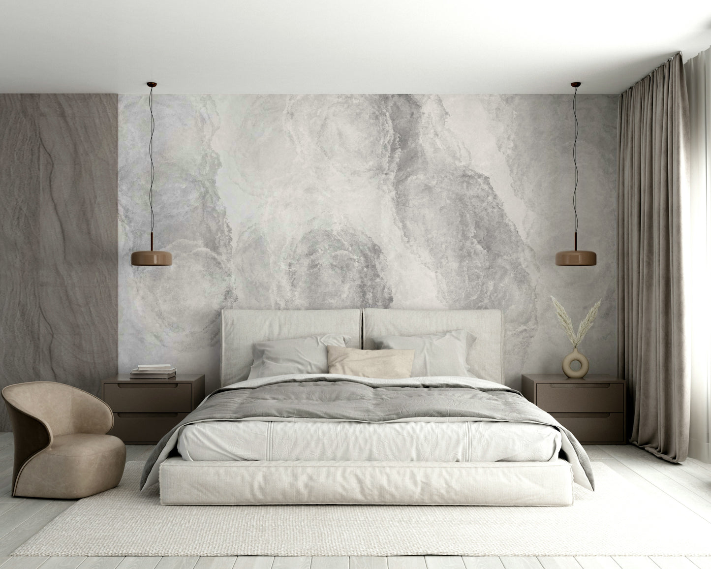 A beautiful ghostly abstract wallpaper mural for a modern home.

