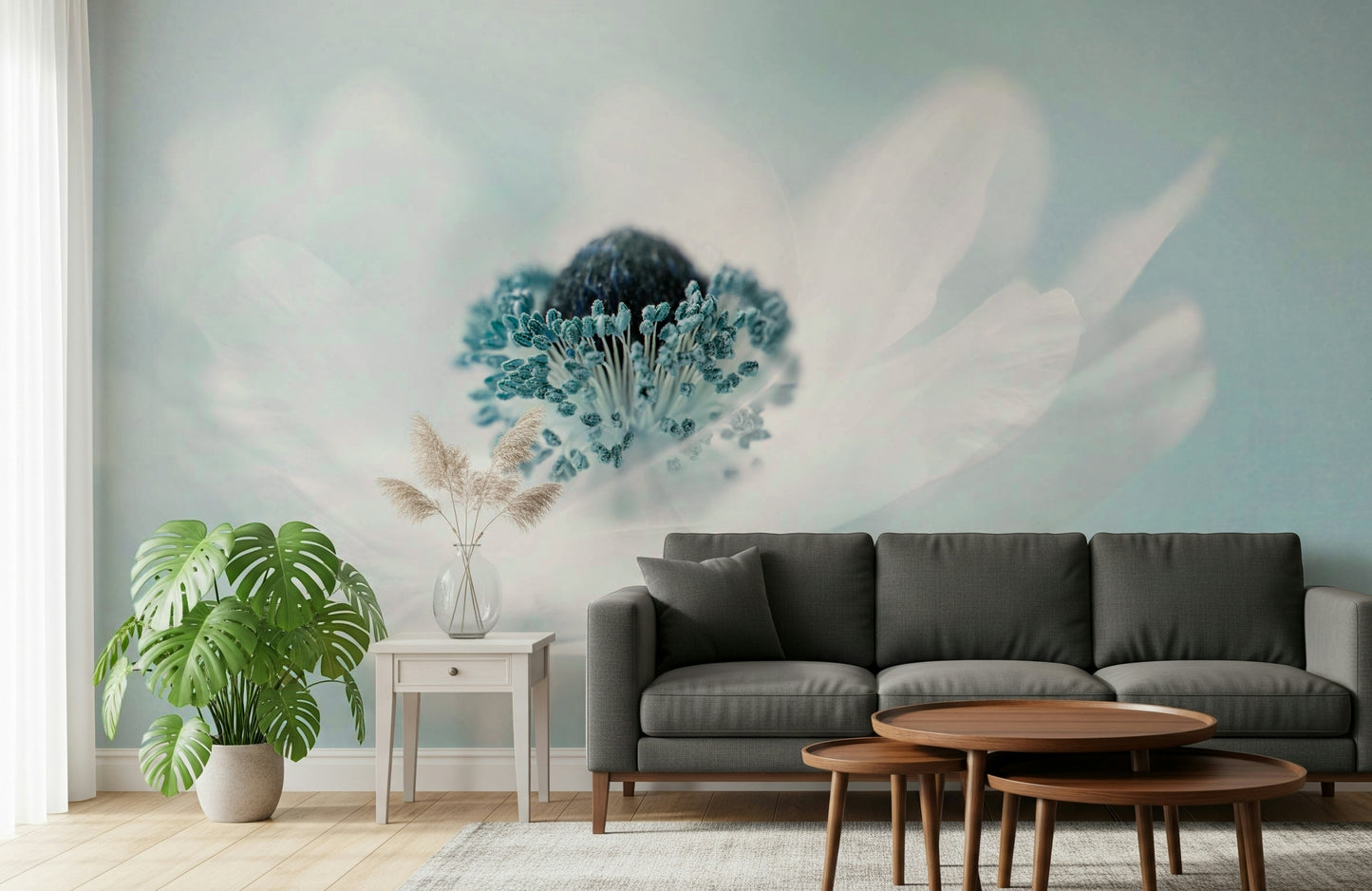 A serene subtle flower wall mural for your decor.

