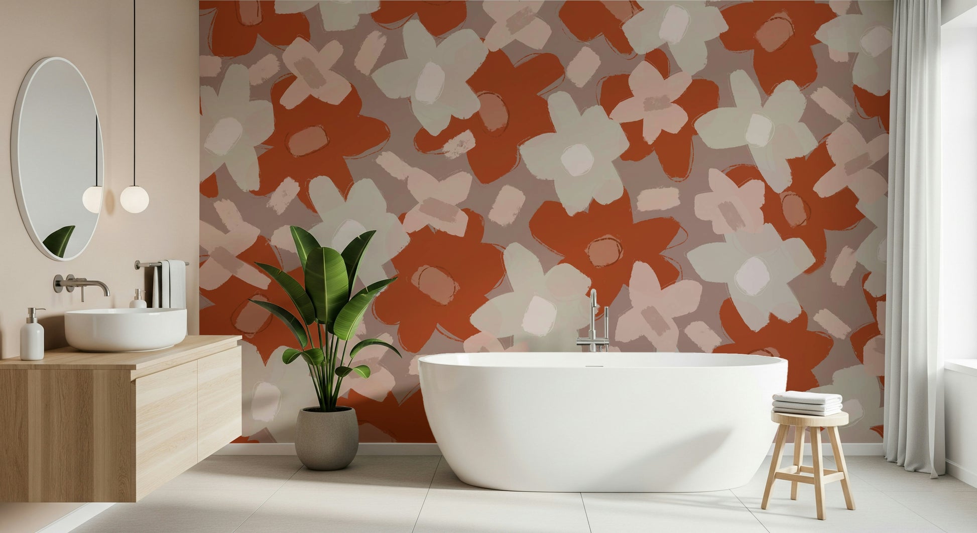 A serene subtle floral wall mural for your decor.

