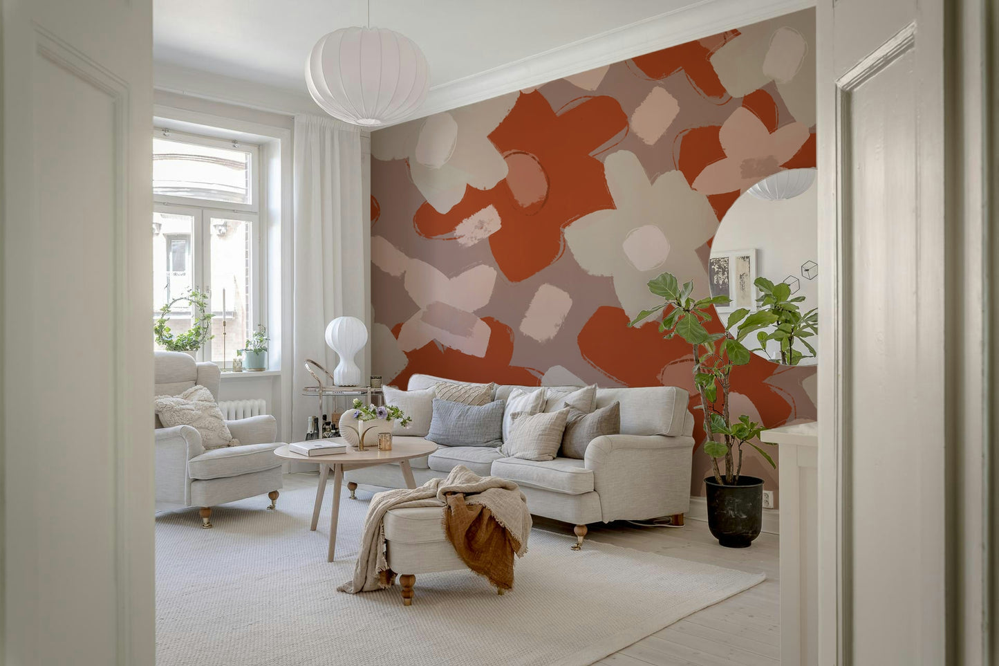 A classic earthy floral wallpaper for walls.

