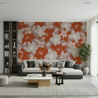 A contemplative flower pattern wallpaper mural for a feature wall.


