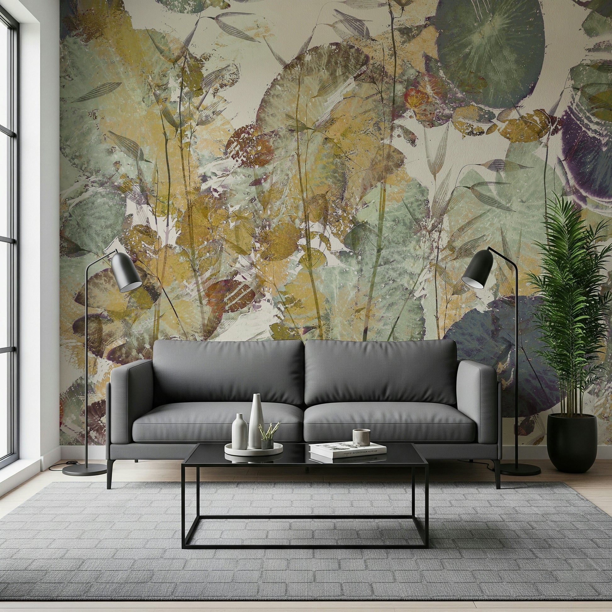 An artistic nature inspired mural for home decor.

