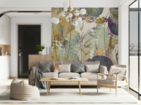 A beautiful layered leaf wallpaper mural for a modern home.


