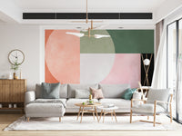 A beautiful modern art wall mural of abstract forms.

