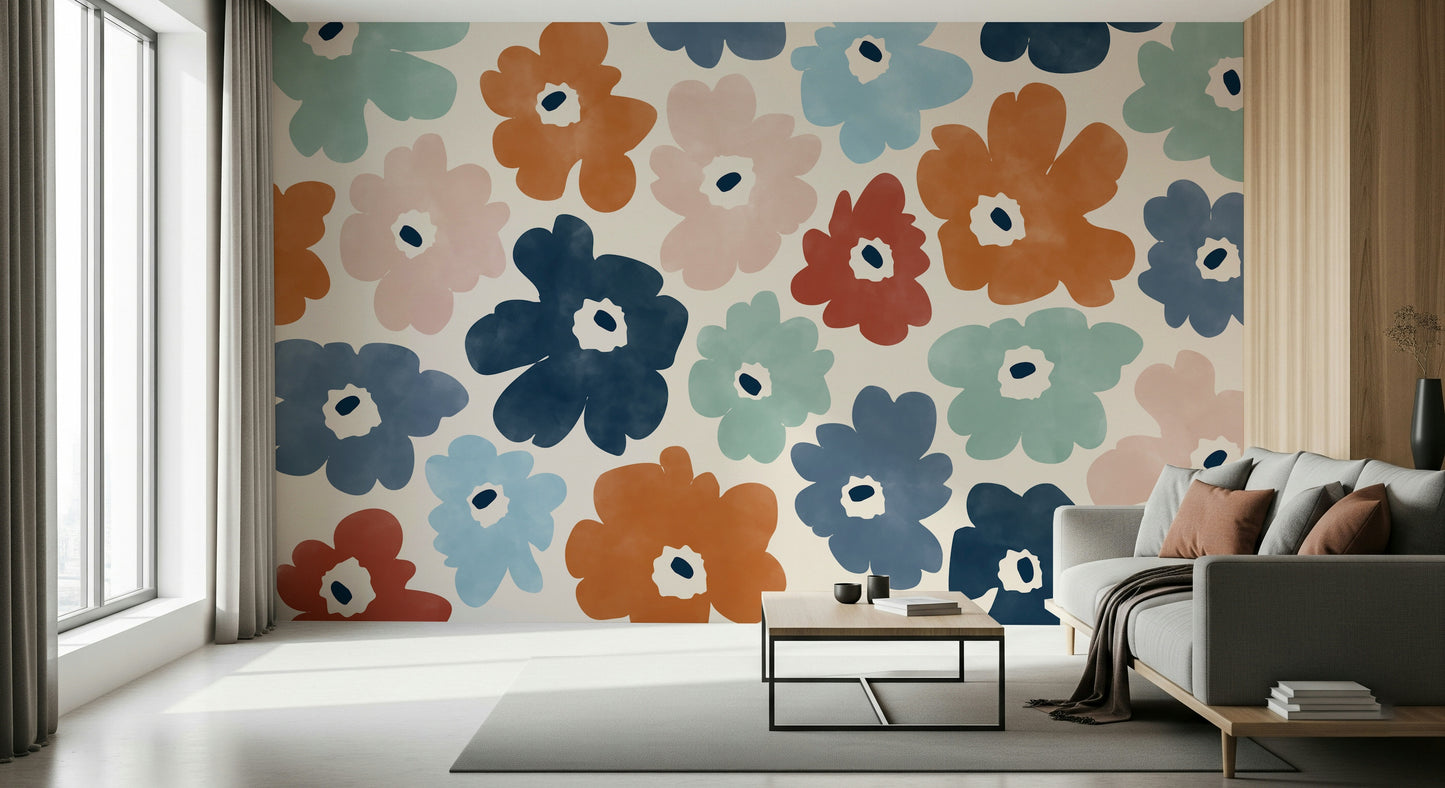 A classic floral wallpaper for walls with a vibrant theme.

