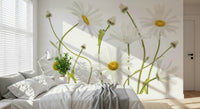 A beautiful modern art wall mural of delicate flowers.

