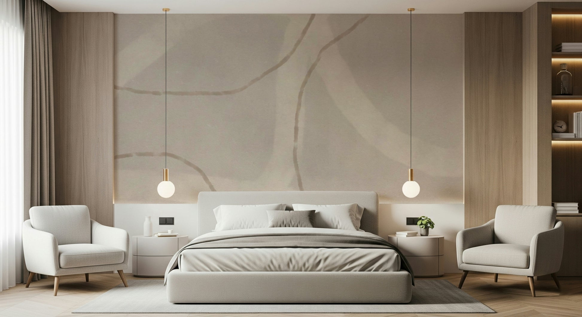 A beautiful abstract flowing wallpaper mural for a modern home.

