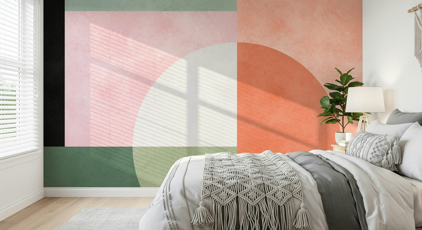 A beautiful abstract art wallpaper mural in earth tones.

