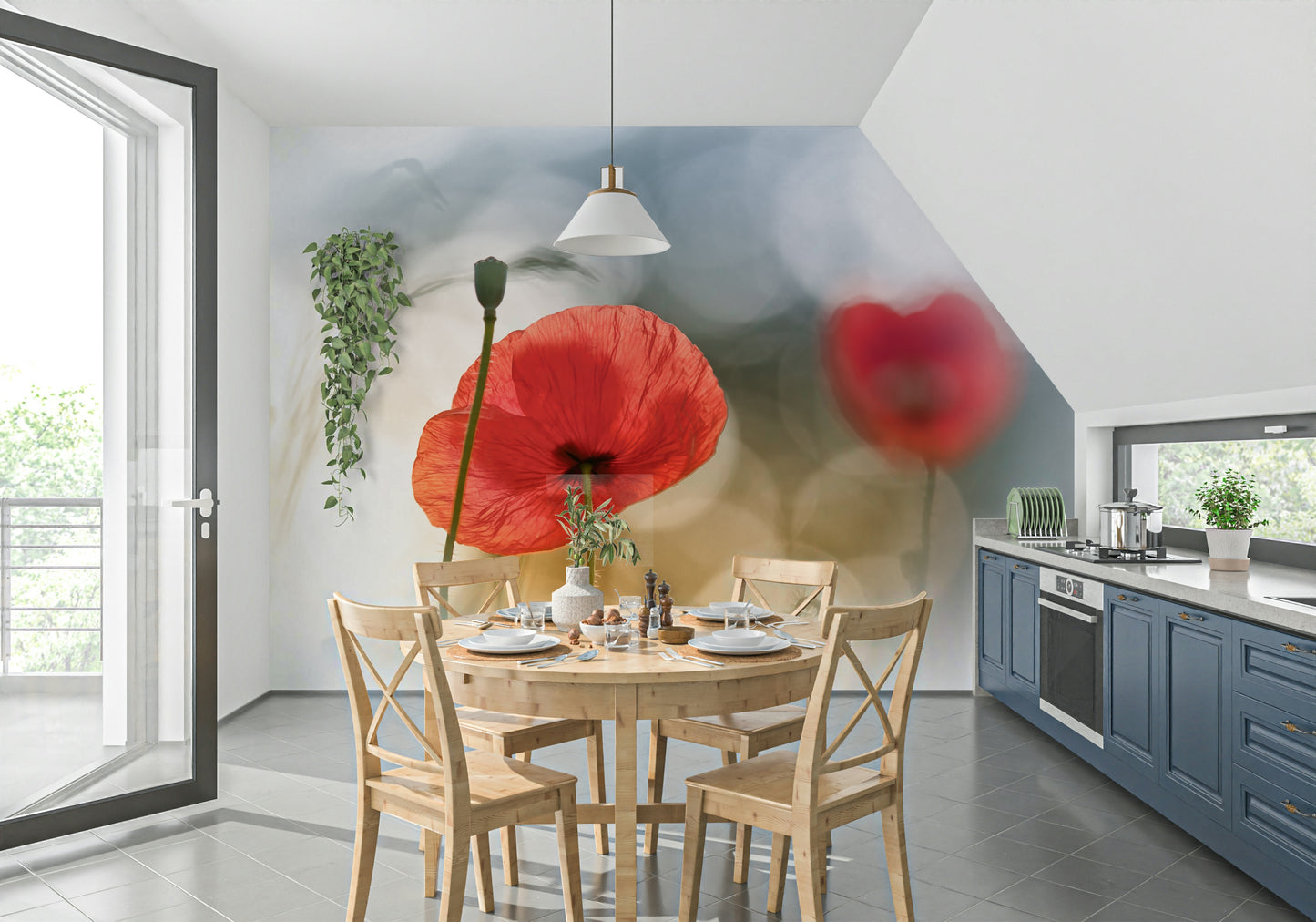 A tranquil floral dreamscape wall mural for your decor.

