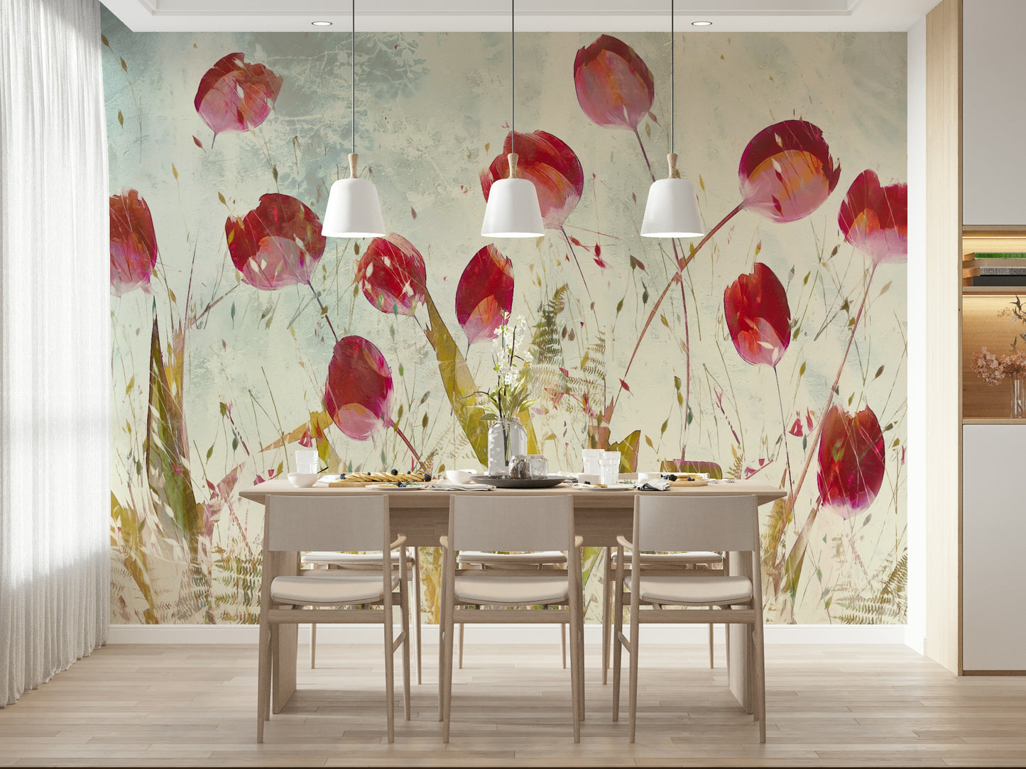An artistic nature inspired mural for home decor.

