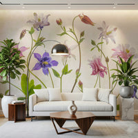 A contemplative floral pattern wallpaper mural for a feature wall.

