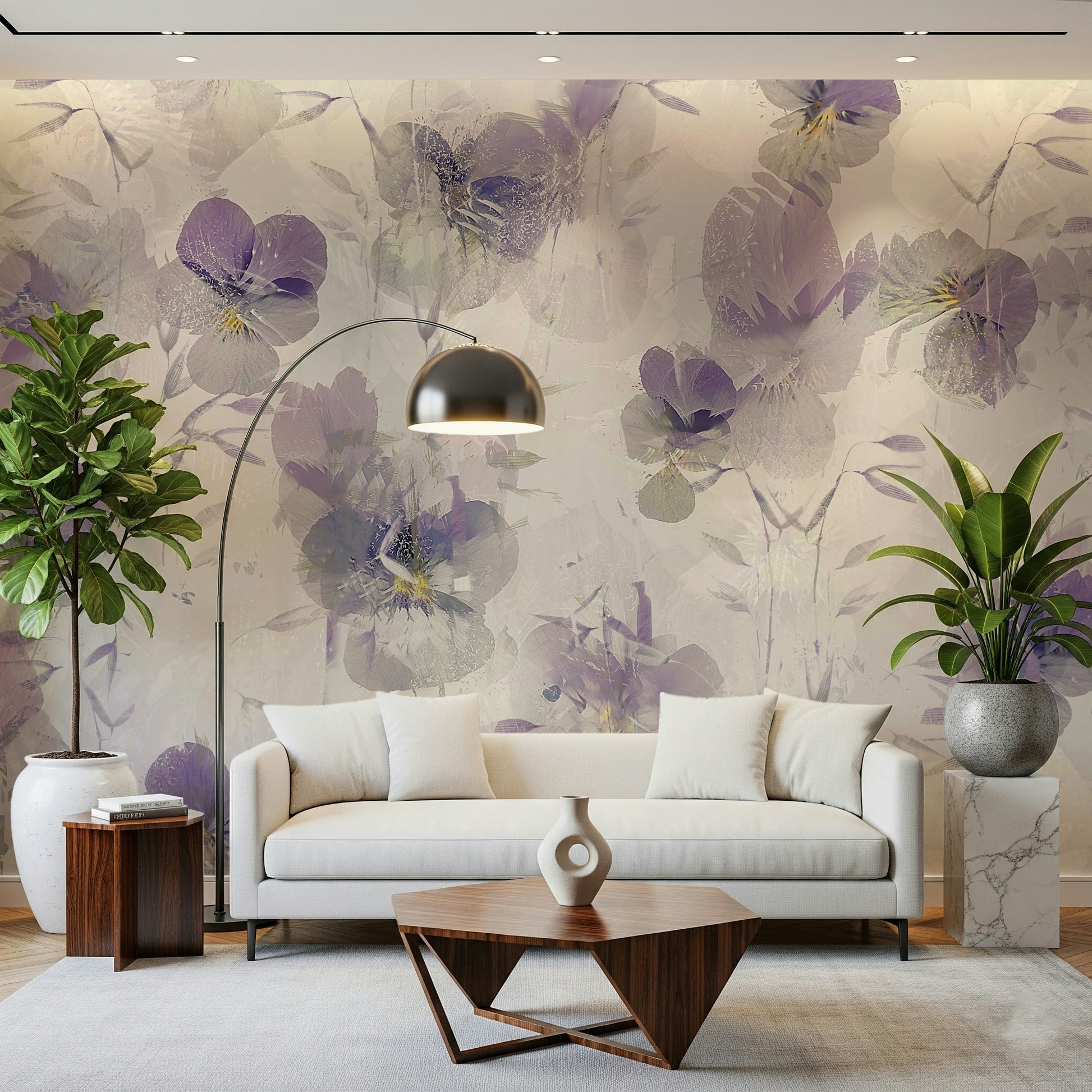 A classic soft floral wallpaper for walls.

