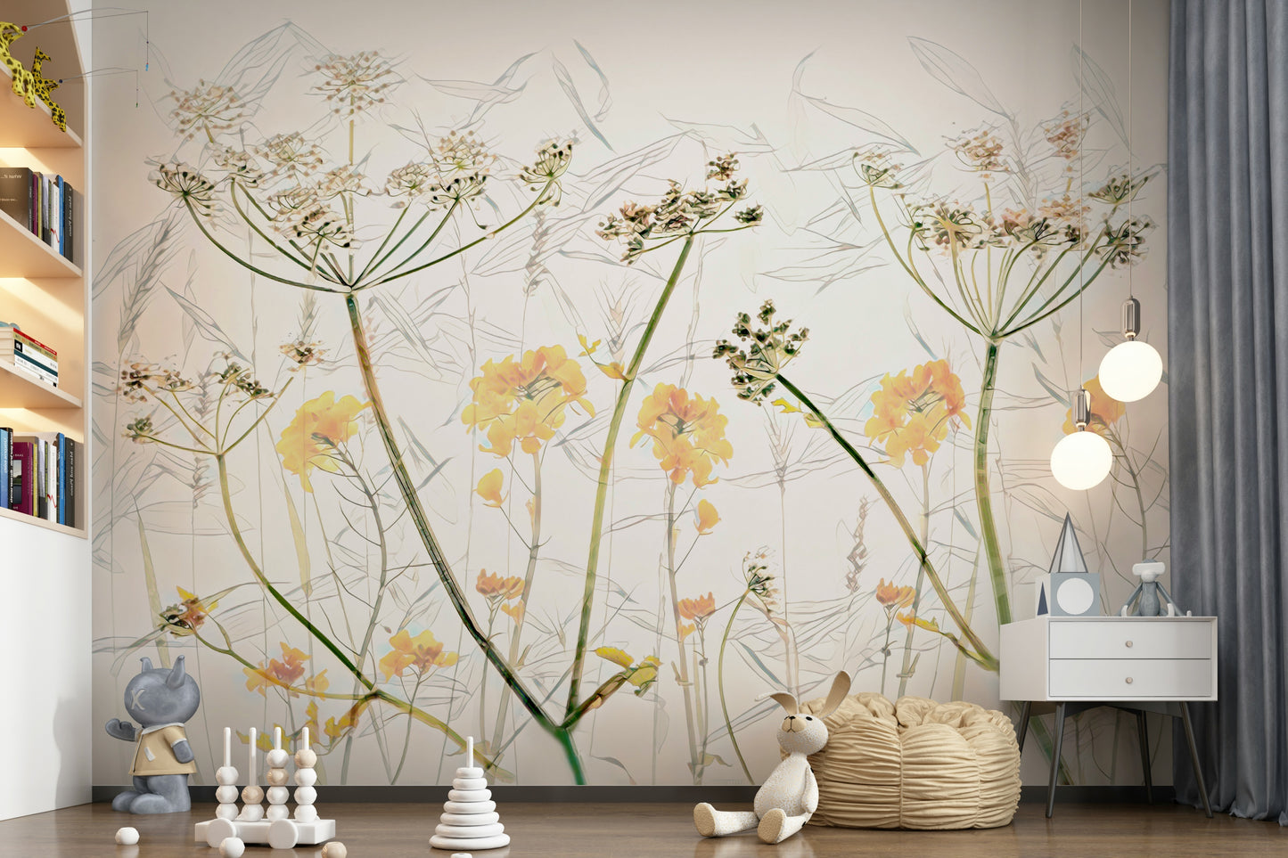 An artistic nature inspired mural for home decor.

