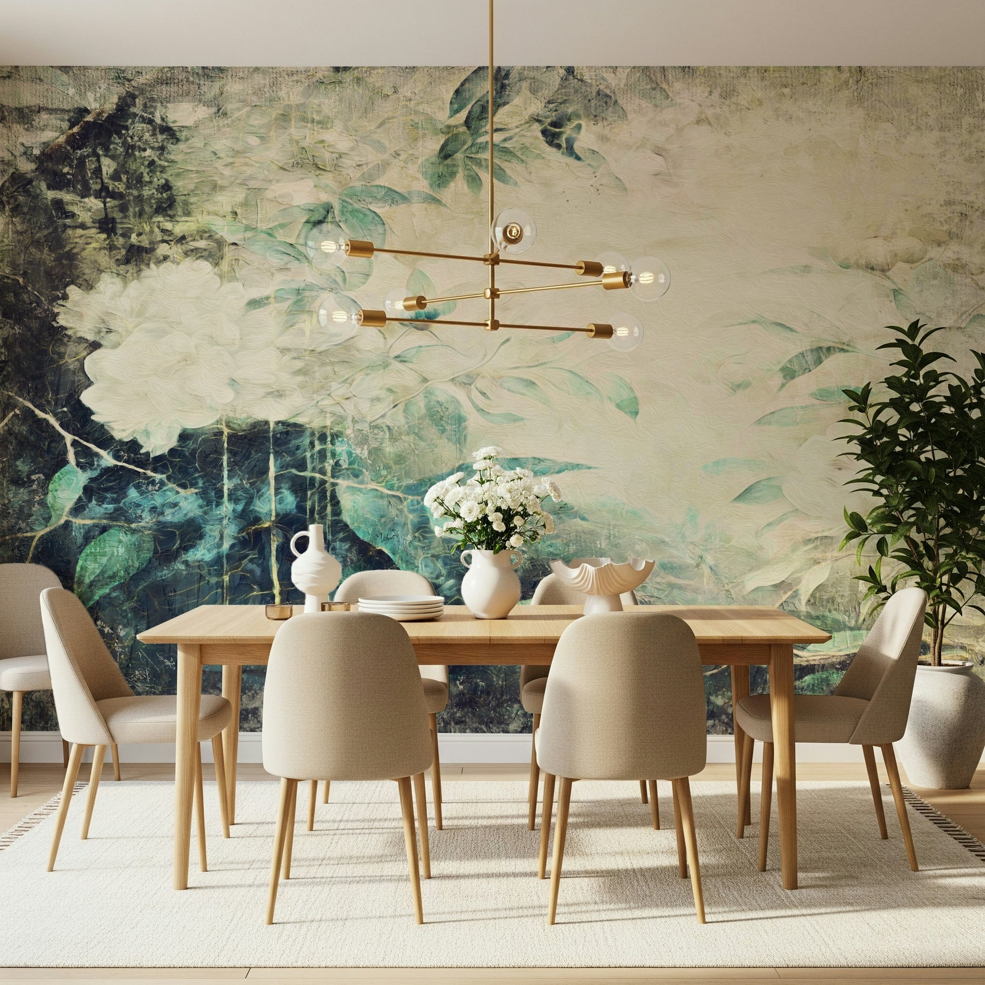 A classic soft floral wallpaper for walls.

