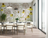 A beautiful sunny floral wallpaper mural for a modern home.

