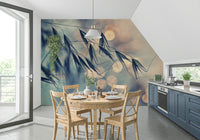 A serene botanical pattern wall mural for your decor.

