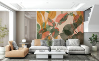 A tranquil subtle leaf pattern wall mural for your decor.

