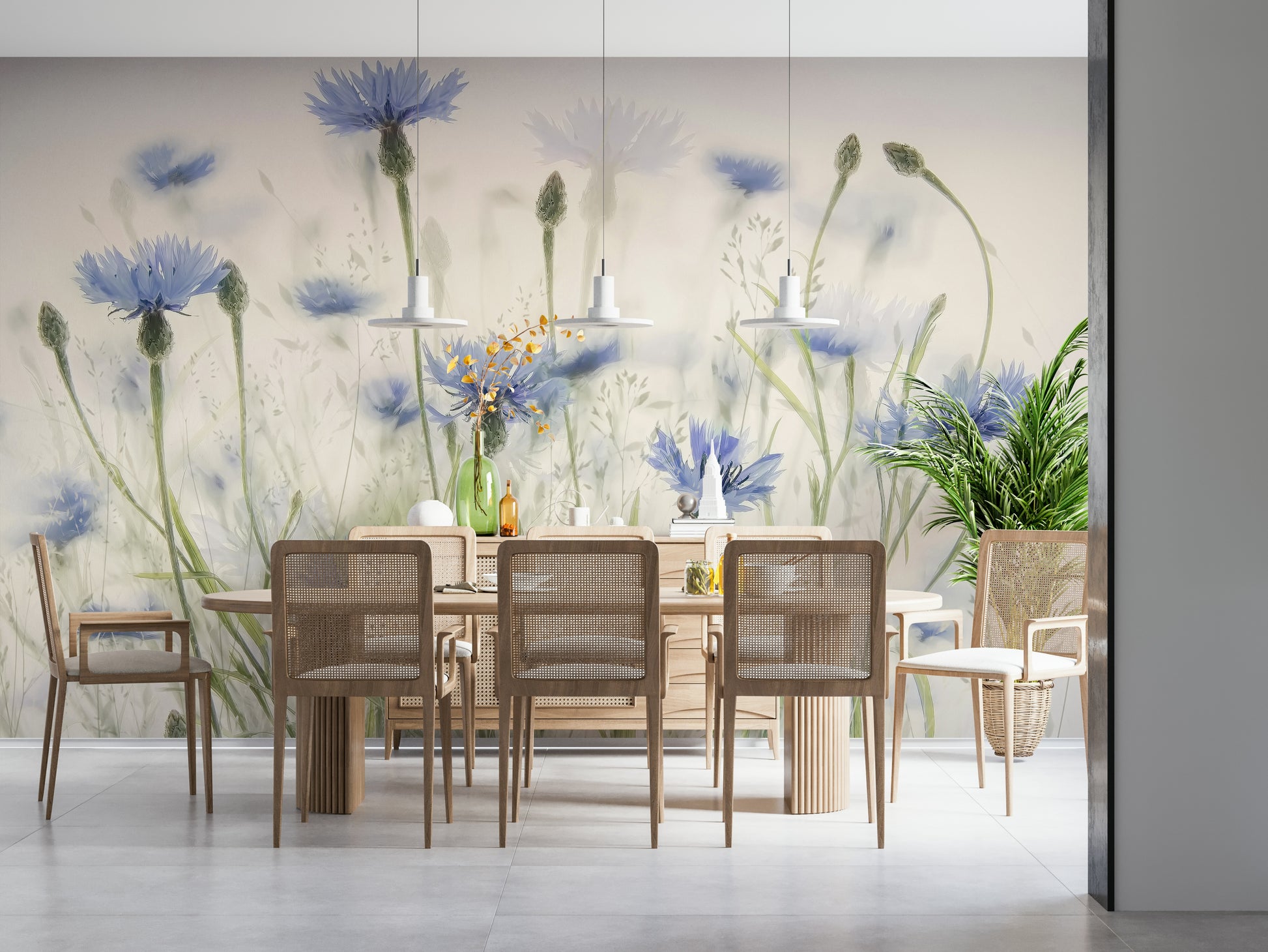 An artistic nature inspired mural for home decor.

