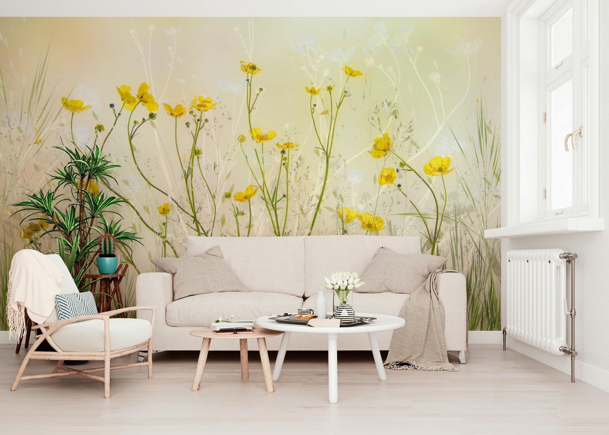 A beautiful golden meadow wallpaper mural stretching to the horizon.

