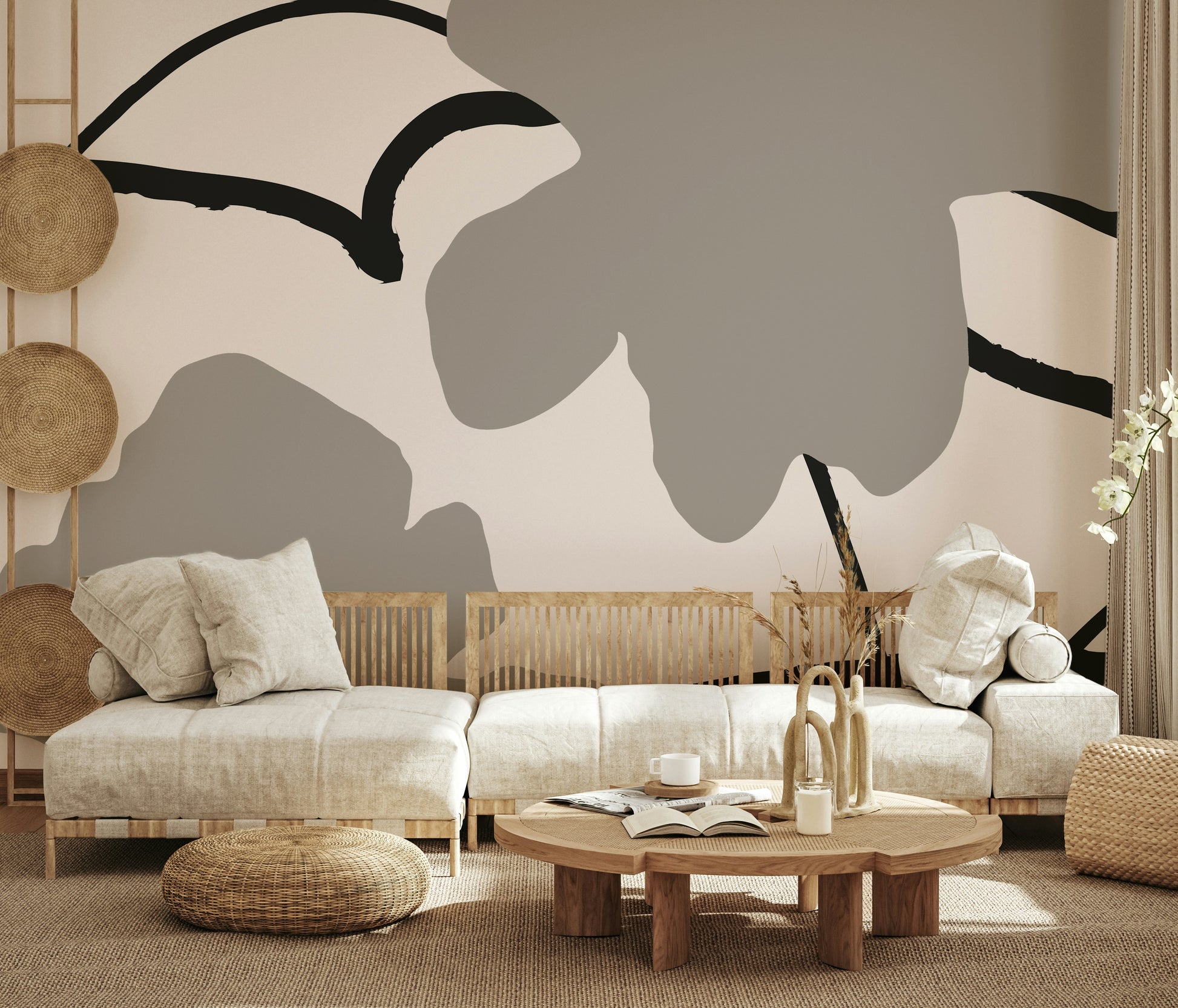 A contemplative modern design wallpaper mural for a feature wall.

