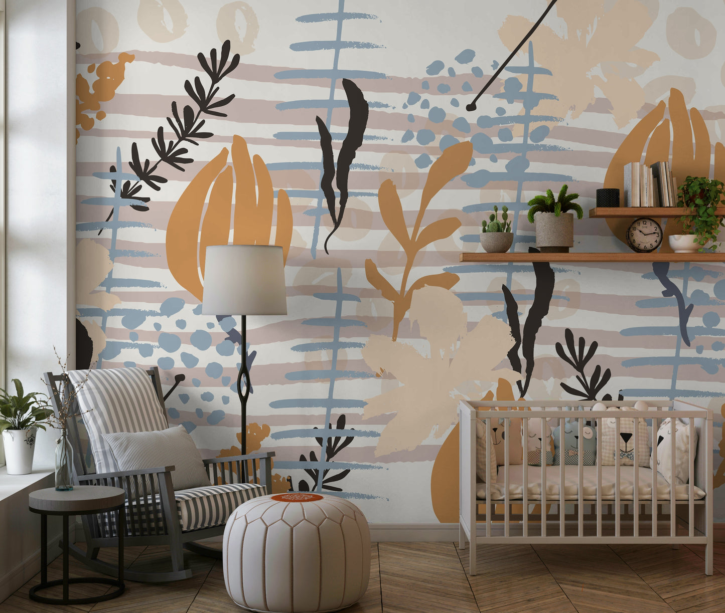A classic abstract floral wallpaper for walls.


