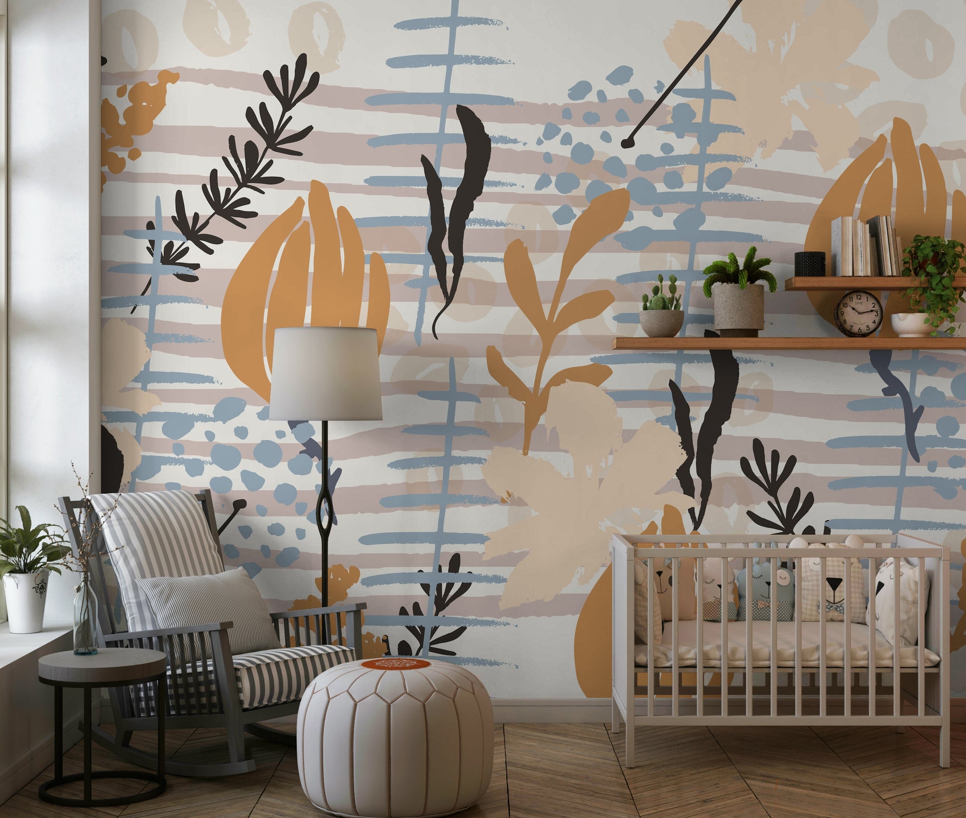 A classic abstract floral wallpaper for walls.

