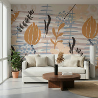 A beautiful artistic floral wallpaper mural with subtle brushstrokes.

