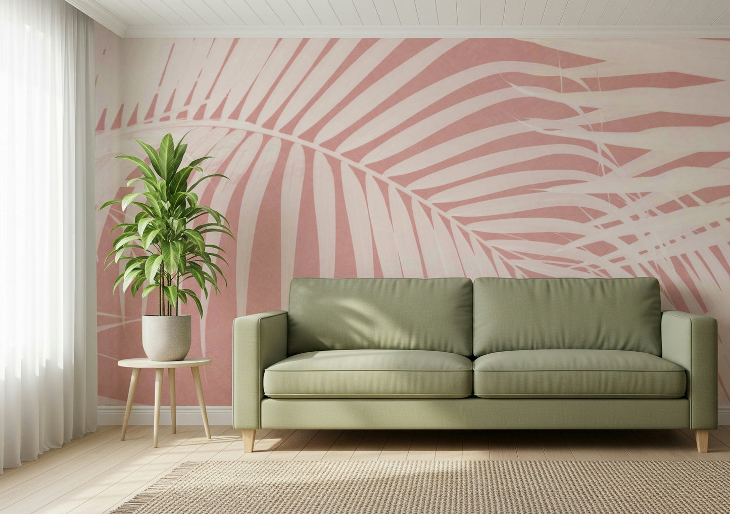 A contemplative exotic leaf wallpaper mural for a feature wall.


