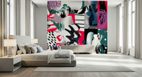 An artistic abstract color mural on minimalist wallpaper.