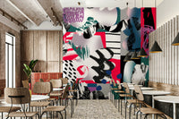 An artistic chaotic form mural for home decor.