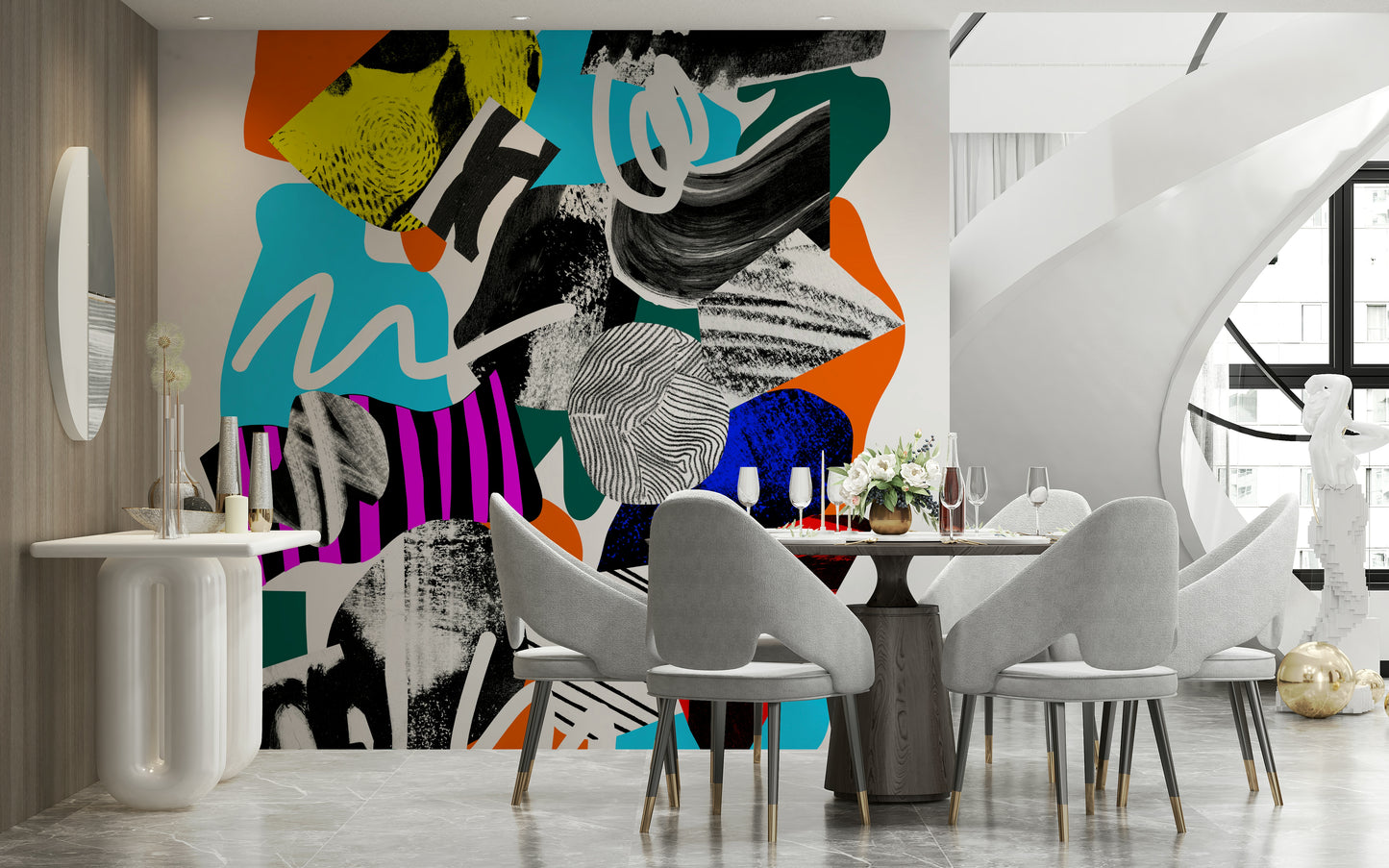 A serene expressive pattern wall mural for your decor.