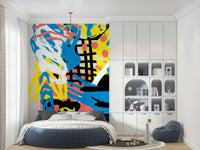 A contemplative gentle line wallpaper mural for a feature wall.