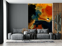 A beautiful modern art wall mural of delicate lines.