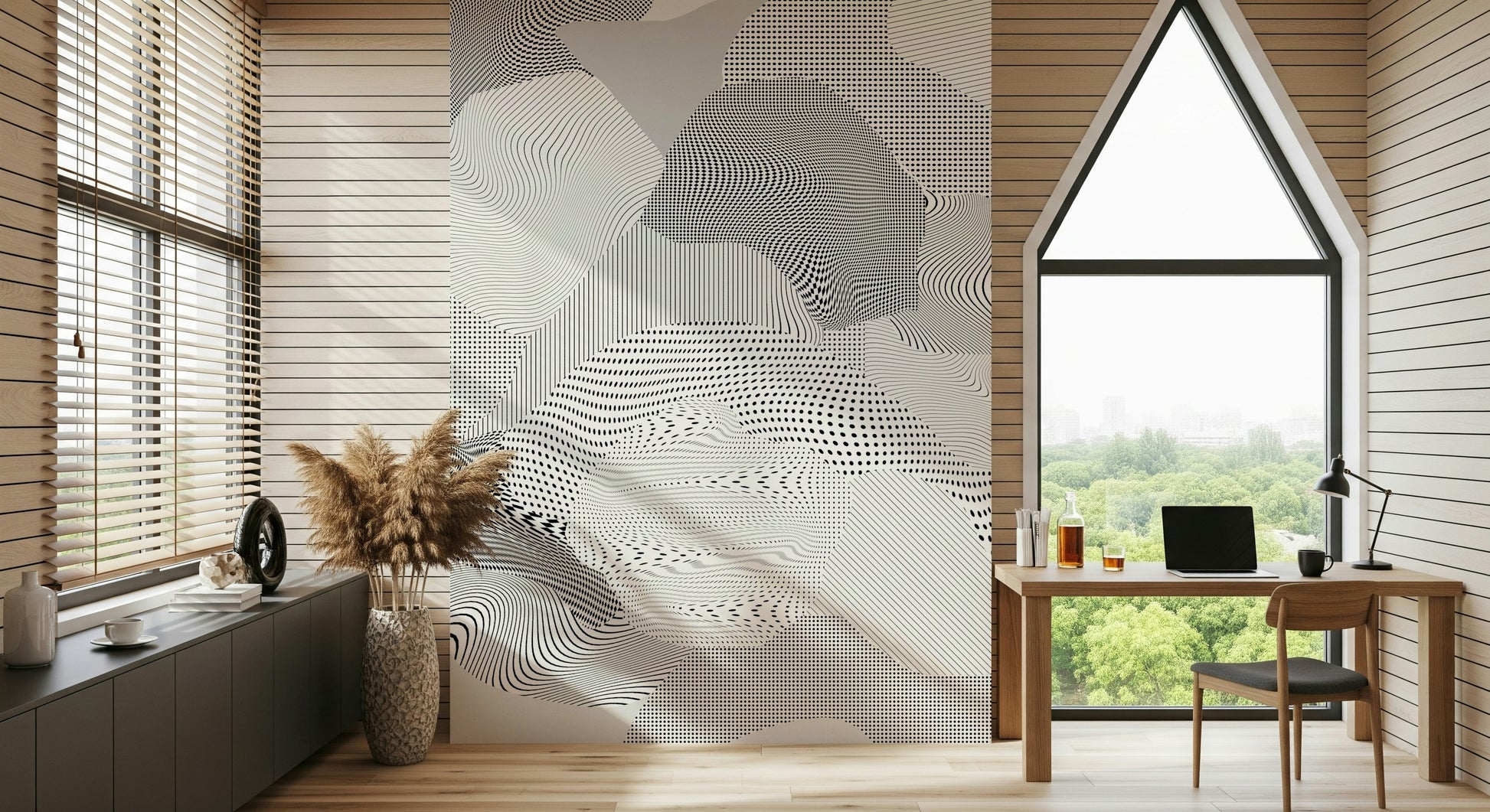 A beautiful metallic chrome wallpaper mural with subtle texture.