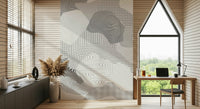 A beautiful metallic chrome wallpaper mural with subtle texture.