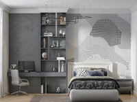 A graceful subtle pattern wall mural in cool, reflective tones.