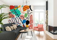 A beautiful modern art wall mural for a living room.


