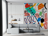 A beautiful abstract art wallpaper mural with ascending lines.

