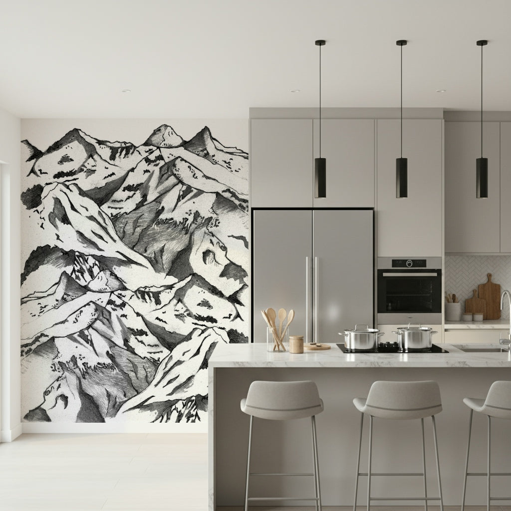 A contemplative dramatic vista wallpaper mural for a feature wall.

