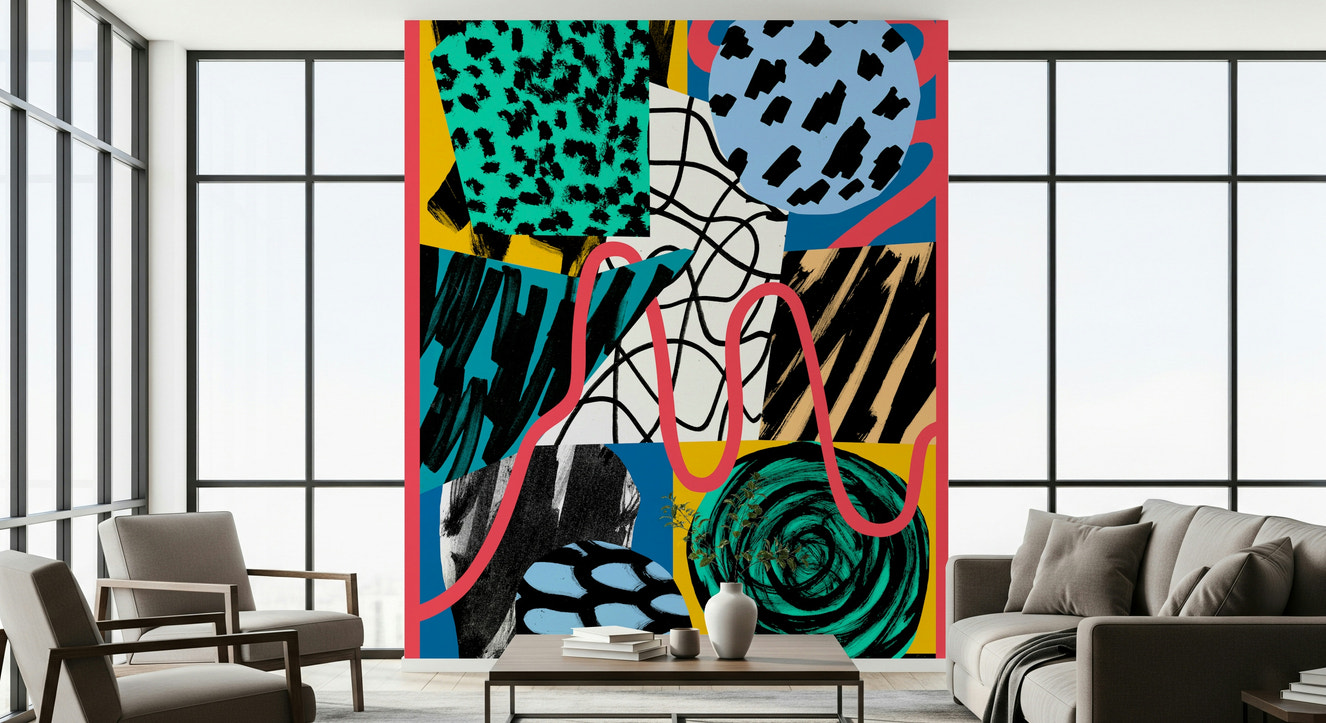 A beautiful abstract geometric wallpaper mural for a modern home.

