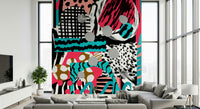A beautiful modern art wall mural for a living room.

