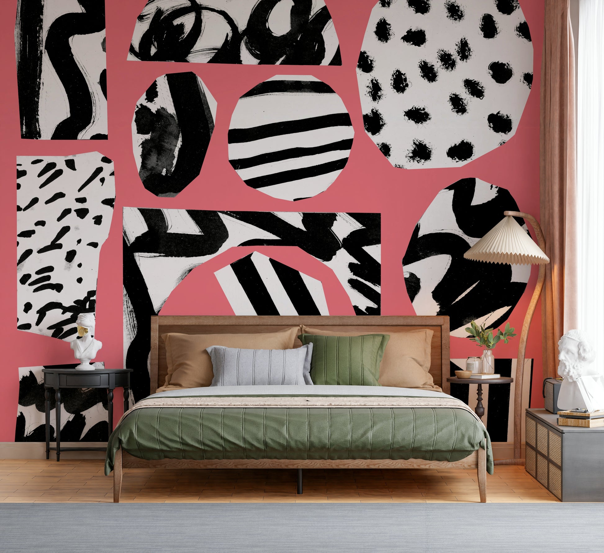 A calming tropical scene wallpaper mural that defines a space.

