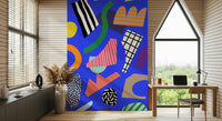 A calming abstract design wallpaper mural that defines a space.

