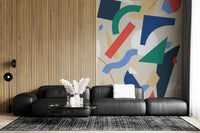 A calming imaginative design wallpaper mural that defines a space.

