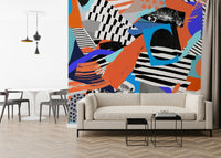 A contemplative misty orange wallpaper mural for a feature wall.

