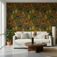 A serene mid-century tree wall mural for your decor.

