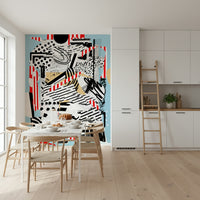 A beautiful modern stone wall mural for a living room.

