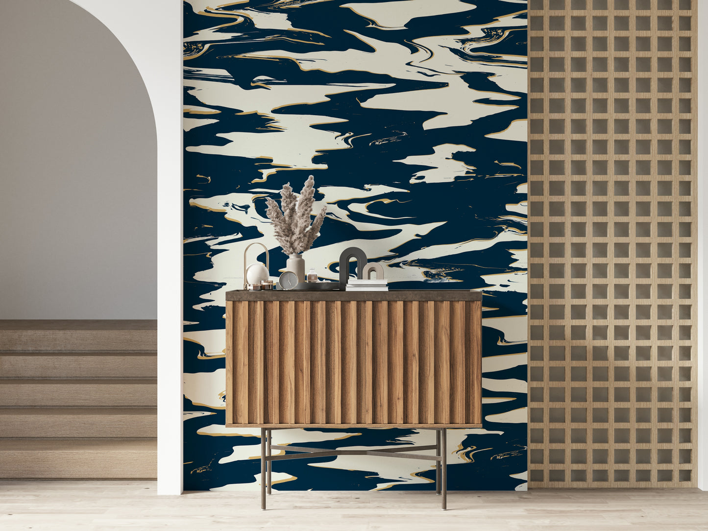 An artistic liquid design mural for home decor.

